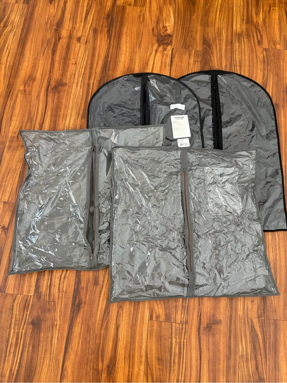 LOT OF 4 Small Gray/Black Garment Bags with Zippers